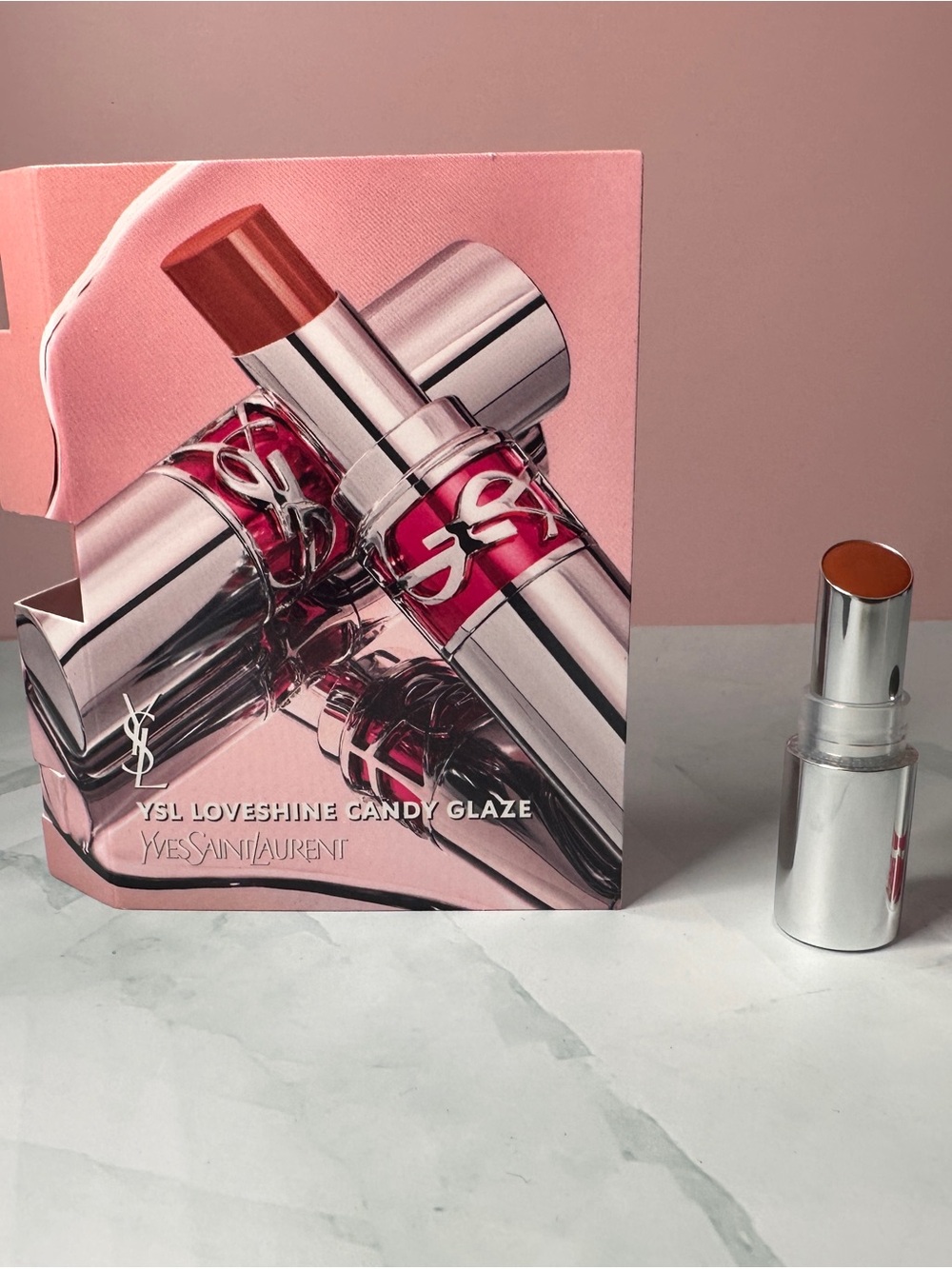 Yves Saint Laurent LoveShine Candy Glaze Lipstick - Pink/Brown Shade TRAVEL SIZE - Picture 3 of 6
